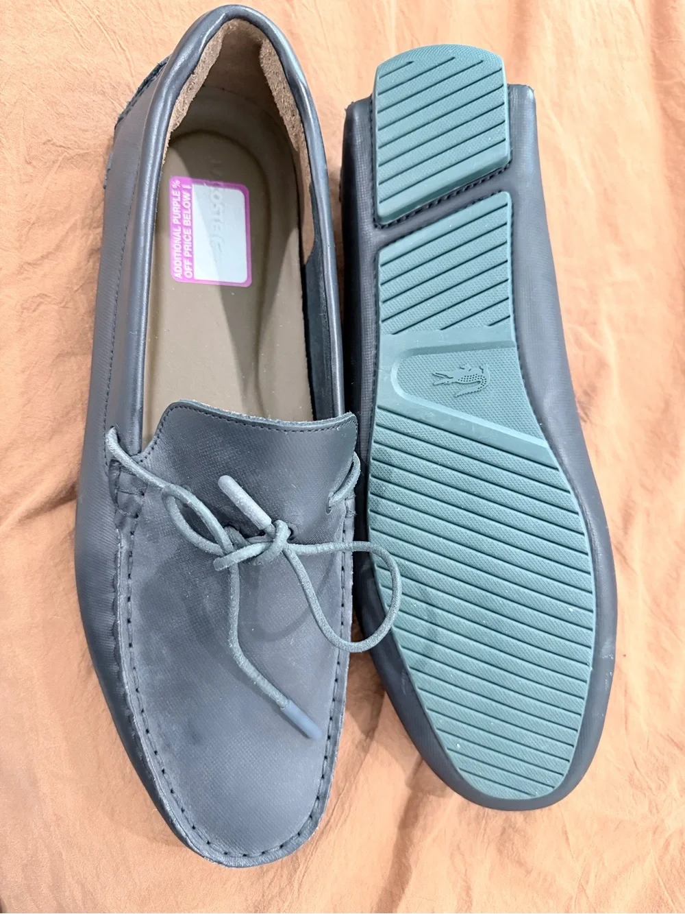 Lacoste Men's Slate Black Suede Driving Moccasins